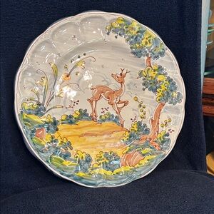Talavera El Carmen Pottery Hand-Painted Ceramic Plate with Deer Design